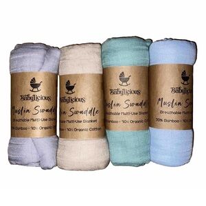 Muslin Swaddle Blanket Set - Gray, Cream, Green, Blue